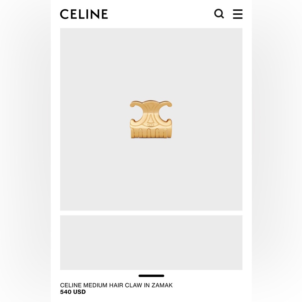 CELINE Triomphe Gold Hair Claw Clip Medium Zamak Paris Luxury - Picture 4 of 5